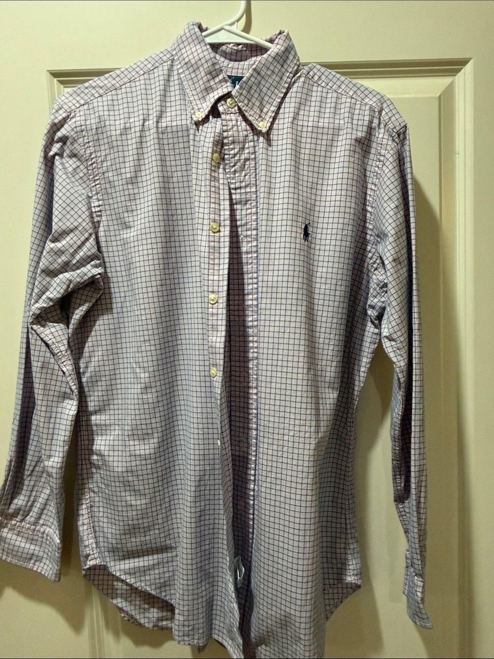 Polo by Ralph Lauren Men's White & Light Blue Windowpane Button-Down Shirt